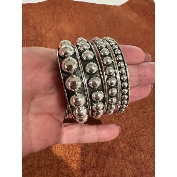 Handmade Sterling Silver Serenity Sphere Bracelets - Picture 6 of 8